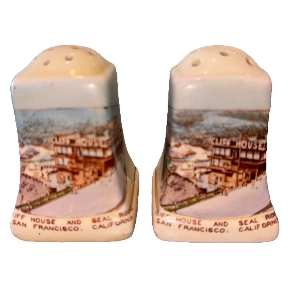 Vintage SF Cliff House Staffordshire Royal Winton Salt and Pepper Shakers 2"